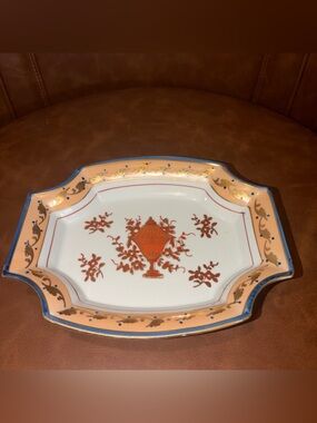 Vintage  Hand-Painted Isco Porcelain Tray makers stamp